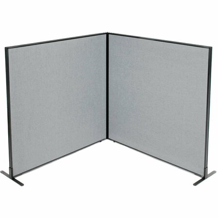 INTERION BY GLOBAL INDUSTRIAL Interion Freestanding 2-Panel Corner Room Divider, 60-1/4inW x 60inH Panels, Gray 695107GY